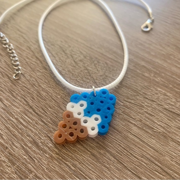 Handmade Pixel Ice Cream Necklace - Blue - Picture 1 of 5